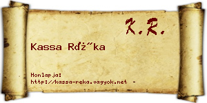 Kassa Réka névjegykártya